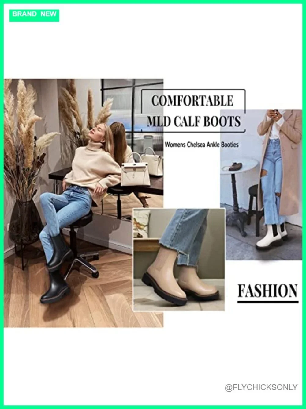 Women's Low Heel Chelsea Platform Ankle Boots PU Faux Sheepskin Waterproof